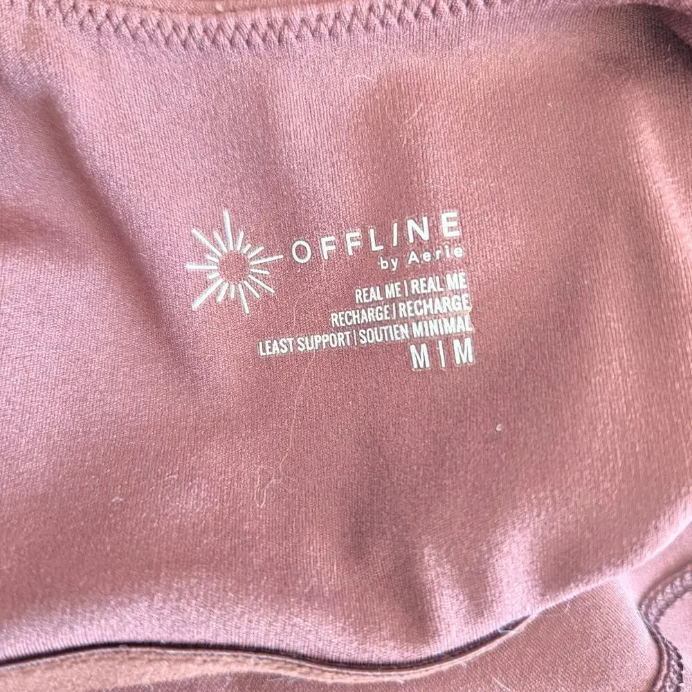 Aerie Offline Real Me Recharge Minimal Support Bra Longline Brown Women Medium